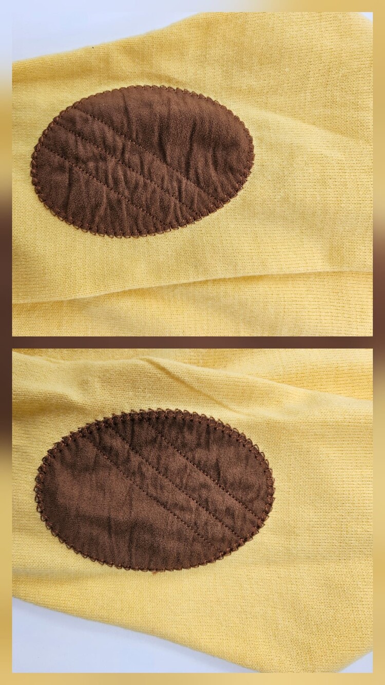 Polo Ralph Lauren Vintage Yellow V-Neck Sweater – Brown Elbow Patches – Size L - Picture 5 of 9